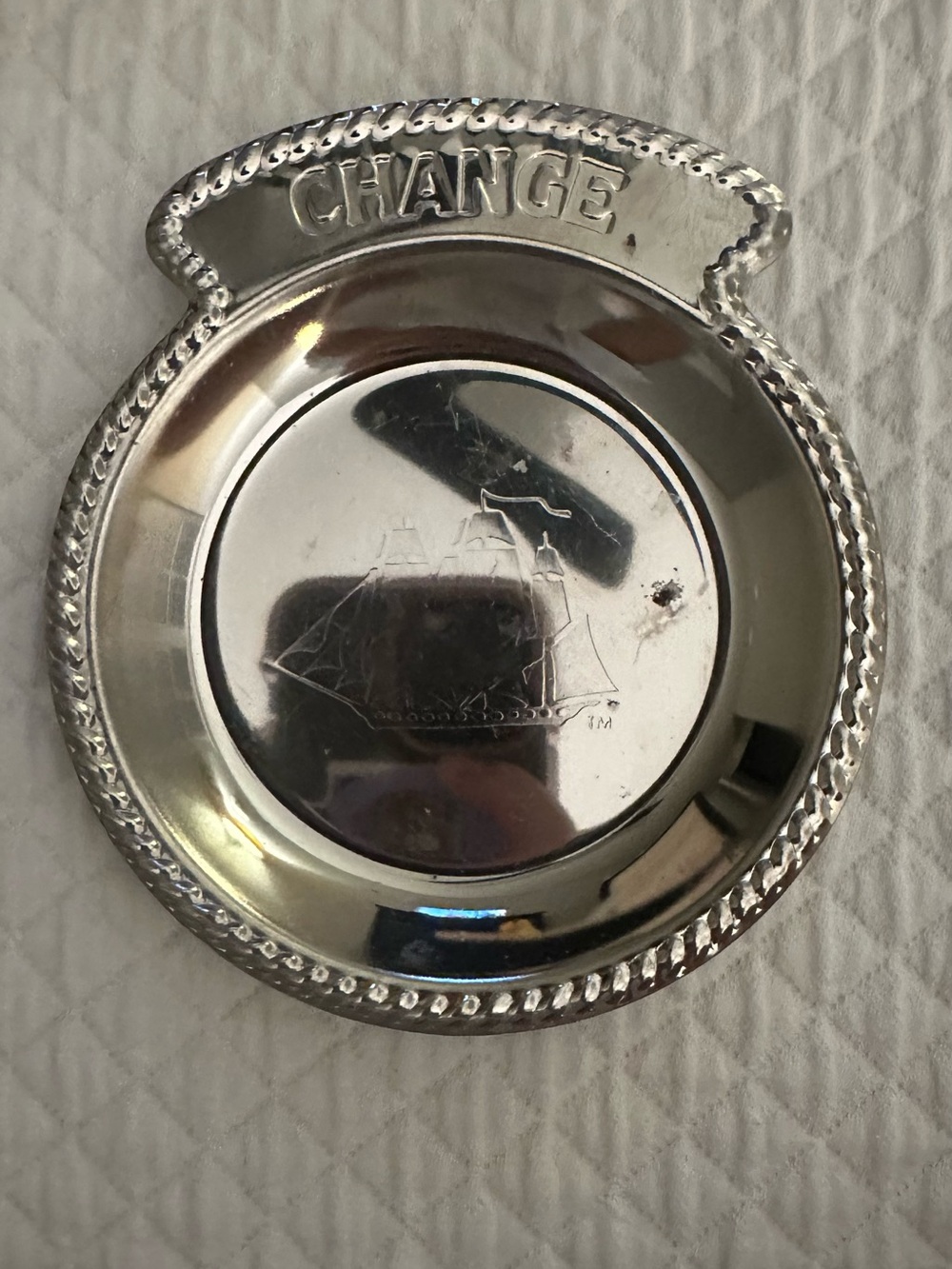 vintage silver-tone metal Old Spice Change Tray